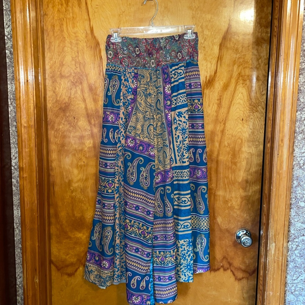Positano By Jean Paul Multicolor Patchwork Wide Leg Flowy Pants Size Medium - Picture 14 of 14